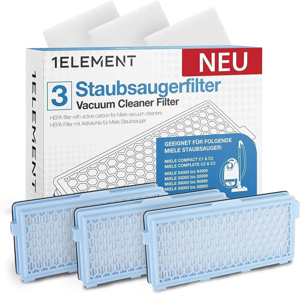 3 Filter für Miele Staubsauger [Compact C1 & C2, Complete C2 & C3, S8340]