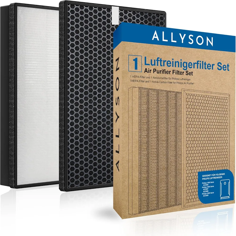 Allyson 2er Filter-Set für Philips Luftreiniger Modelle [AC3829 AC2882, AC2887 & AC2889]